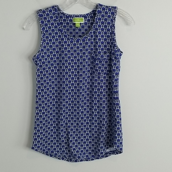 Vera Bradley Ikat Cobalt Blue Floral Tank Top XS - Picture 1 of 7
